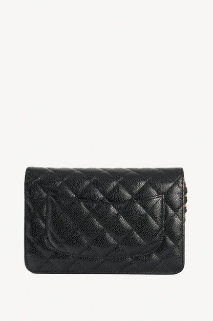 Chanel Black Quilted Caviar Leather GHW Wallet-On-Chain