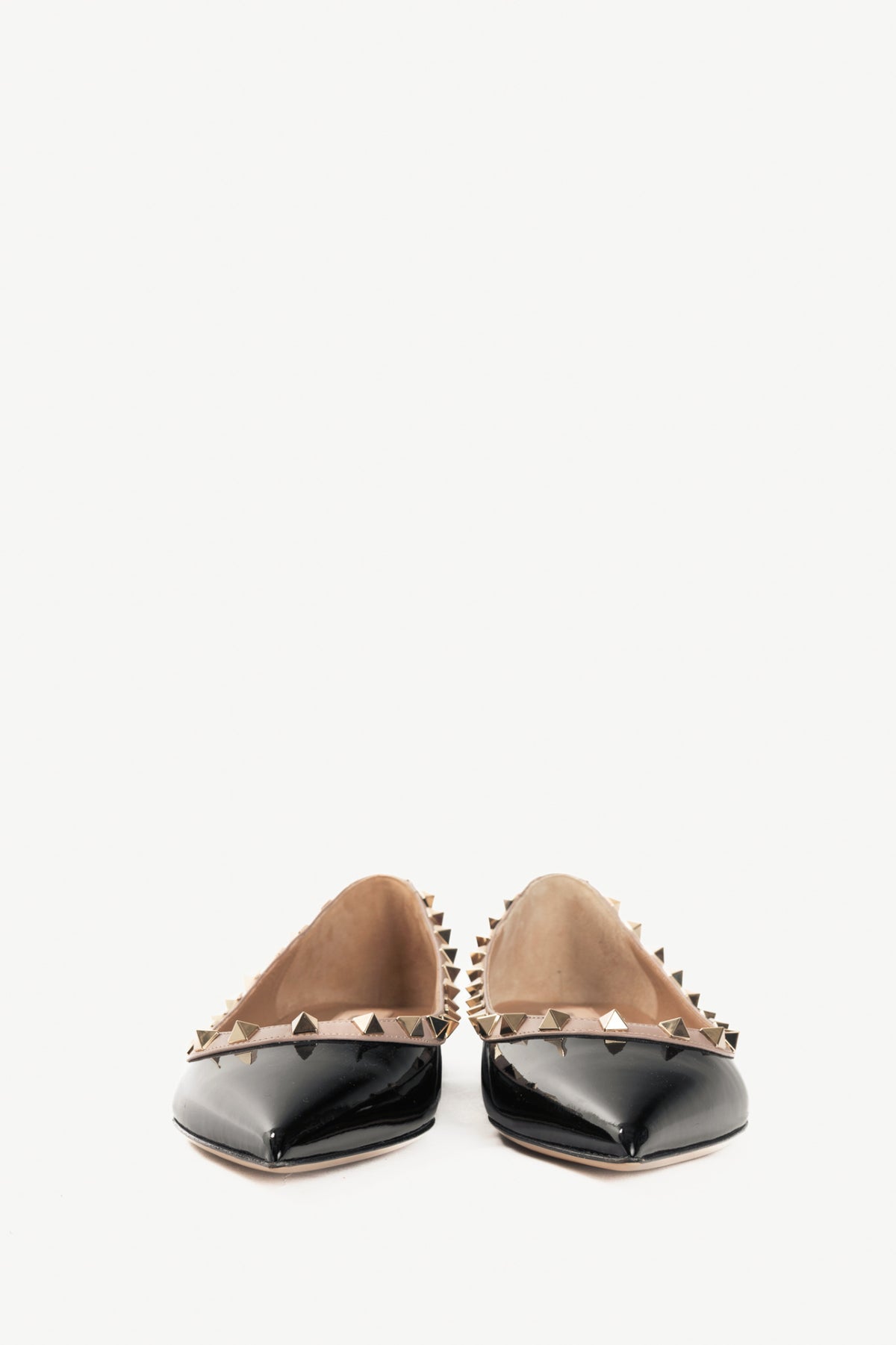 Valentino Garavani Nero & Poudre Rockstud Patent-Leather Ballet Flats