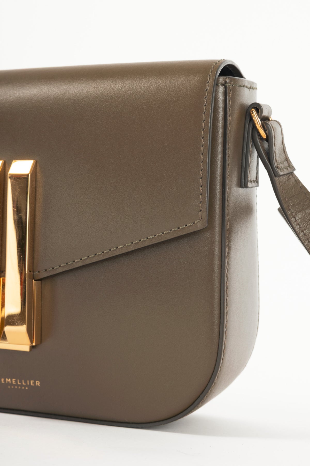 Demellier Small Vancouver Olive Leather Shoulder Bag