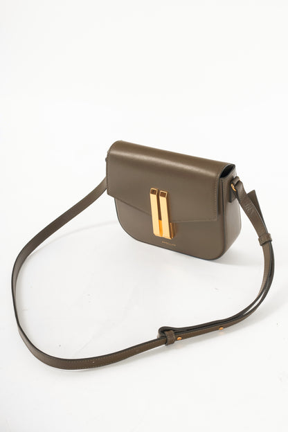 Demellier Small Vancouver Olive Leather Shoulder Bag