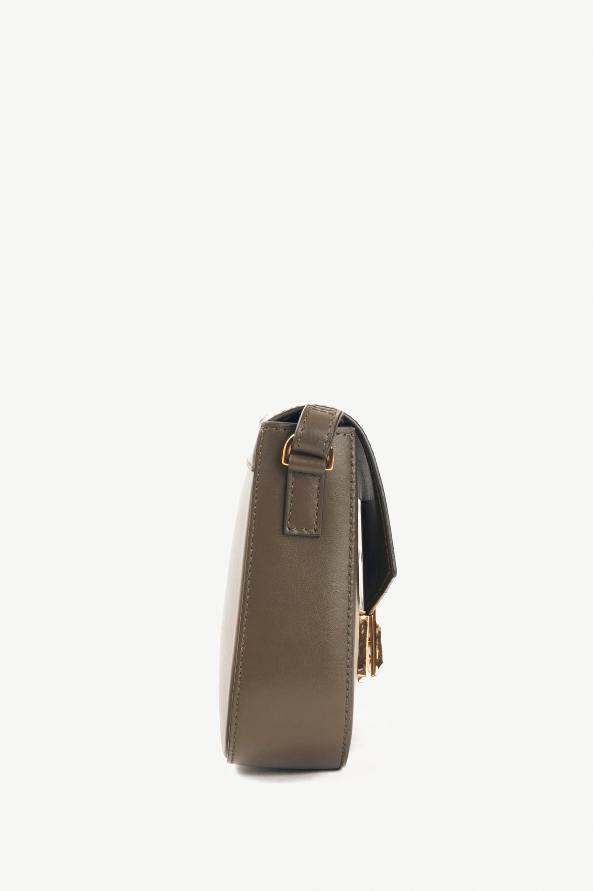 Demellier Small Vancouver Olive Leather Shoulder Bag
