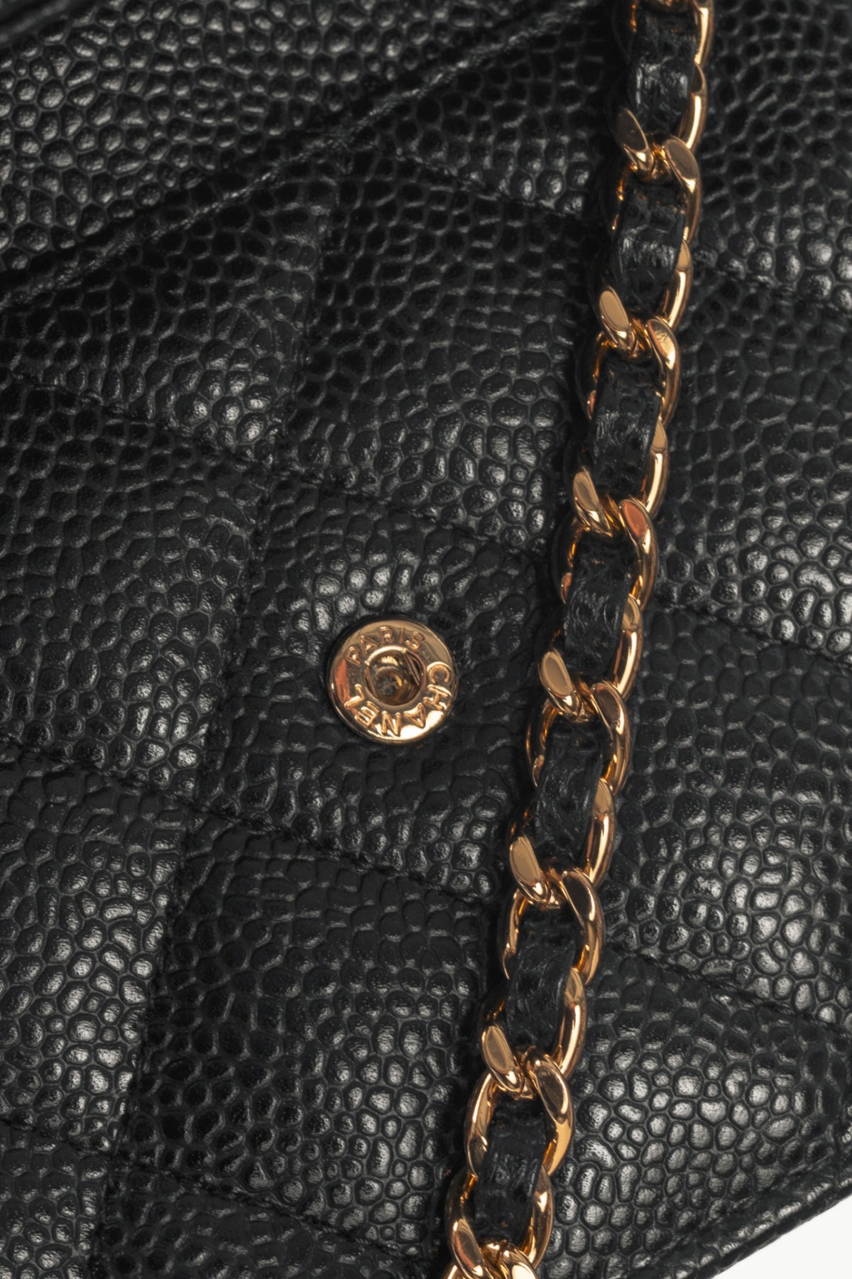 Chanel Black Quilted Caviar Leather GHW Wallet-On-Chain