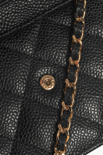 Chanel Black Quilted Caviar Leather GHW Wallet-On-Chain
