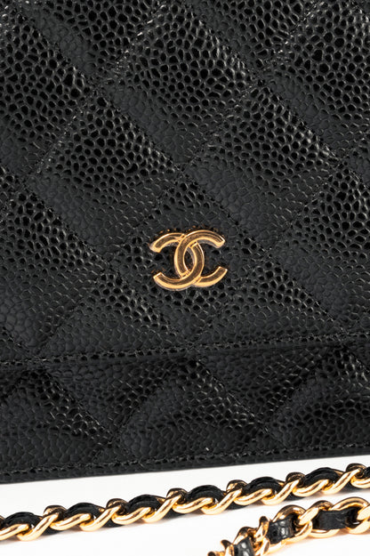Chanel Black Quilted Caviar Leather GHW Wallet-On-Chain