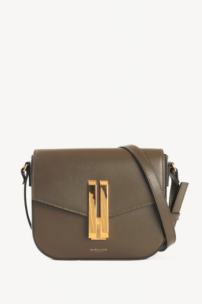 Demellier Small Vancouver Olive Leather Shoulder Bag