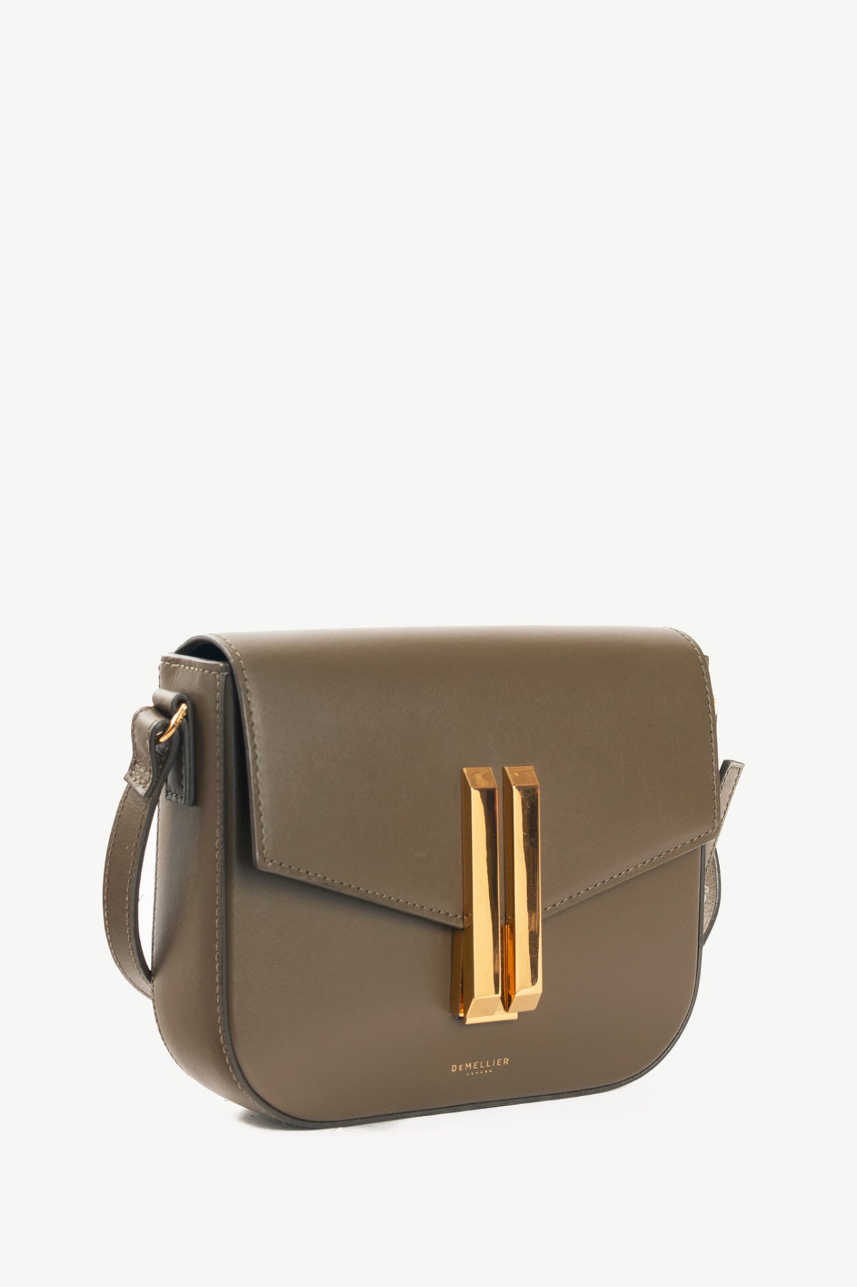 Demellier Small Vancouver Olive Leather Shoulder Bag