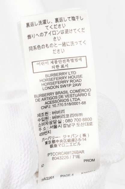 Burberry White Deer-Embroidered Cotton Oversized Hoodie
