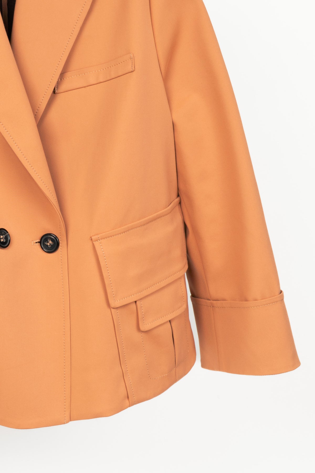 Luisa Cerano Tan Cotton Double-Breasted Utility-Style Blazer