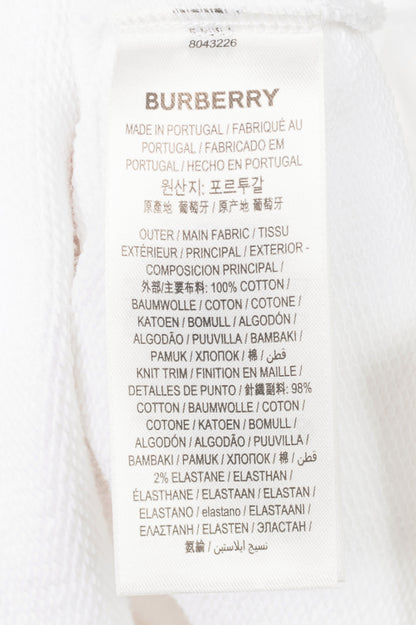Burberry White Deer-Embroidered Cotton Oversized Hoodie