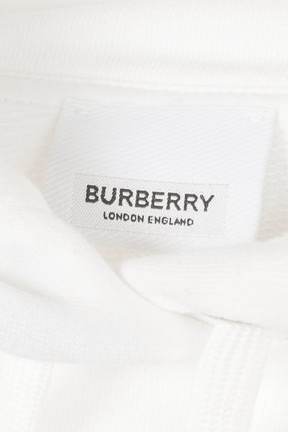 Burberry White Deer-Embroidered Cotton Oversized Hoodie