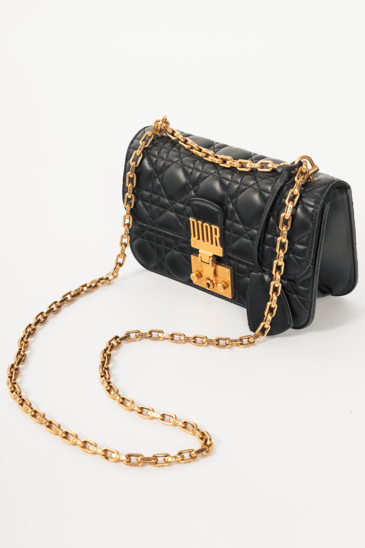 Dior black cannage heavy chain crossbody
