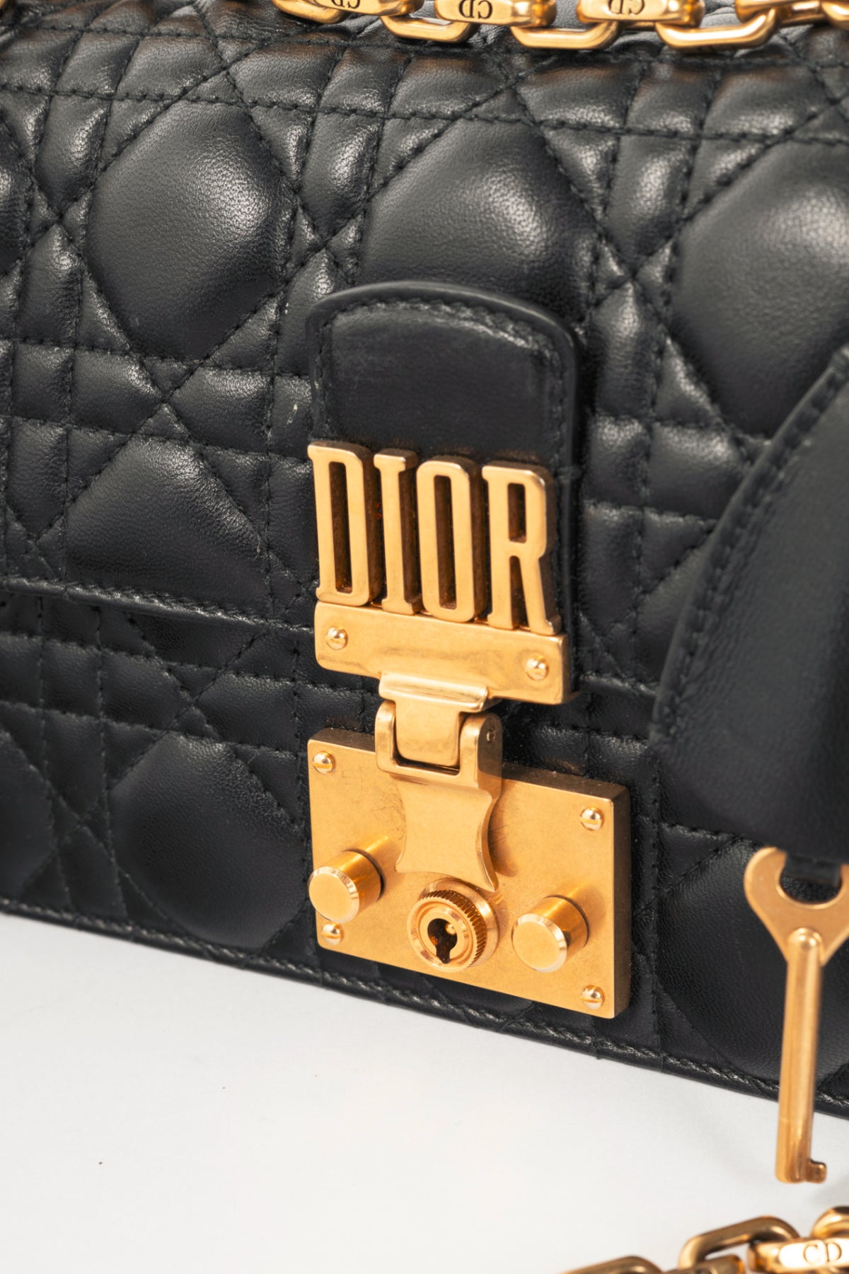 Dior black cannage heavy chain crossbody