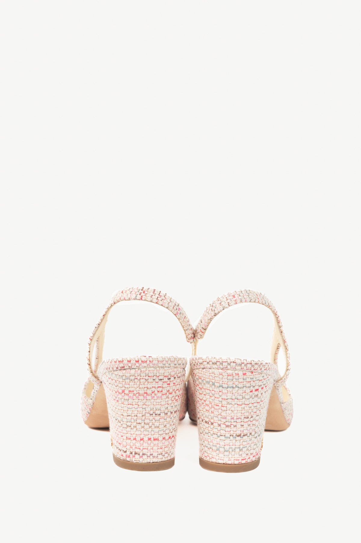 Chanel pink tweed cap toe sling back