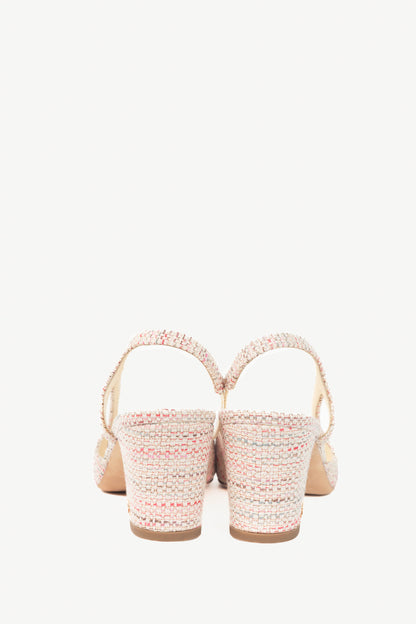 Chanel pink tweed cap toe sling back