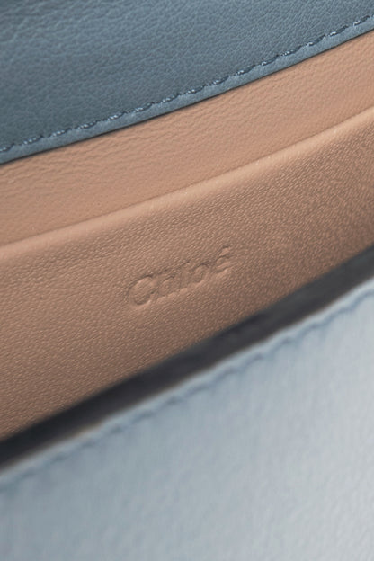 Chloe blue circle handle nile clutch