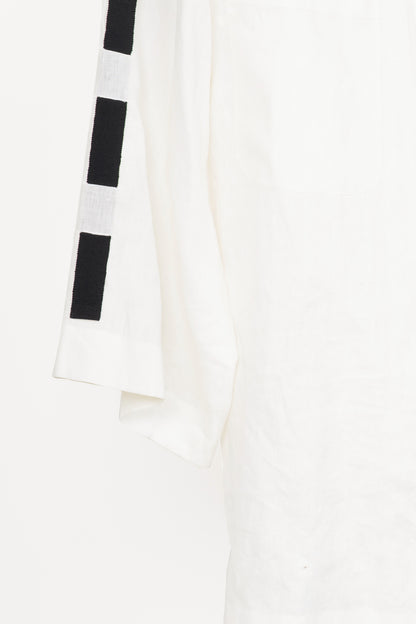 Chanel white linen w/ black bow vintage top