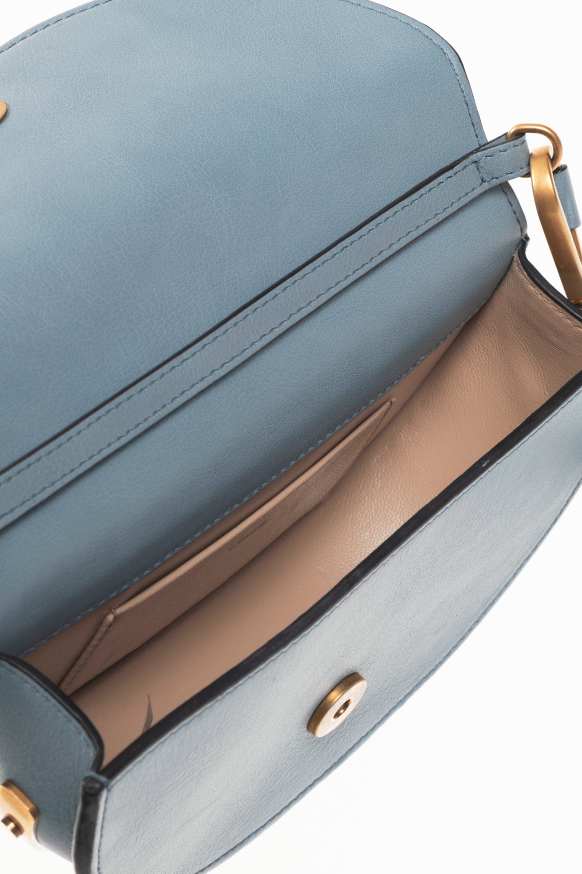 Chloe blue circle handle nile clutch