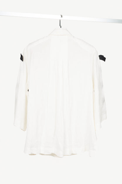 Chanel white linen w/ black bow vintage top