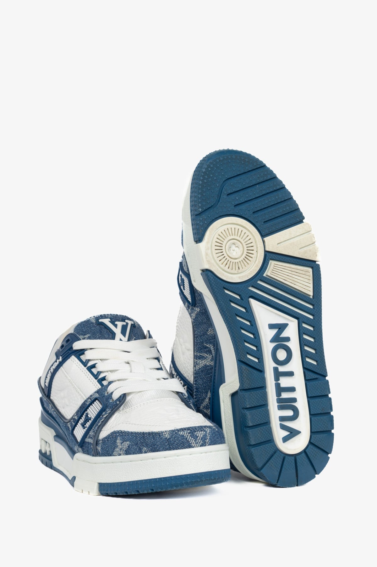 Louis Vuitton blue denim monogram sneaker, sz 4.5