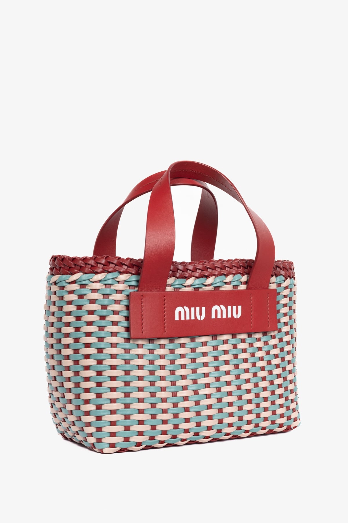Miu Miu SS18 pink red woven crossbody bag