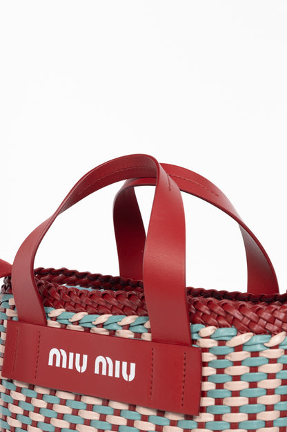 Miu Miu SS18 pink red woven crossbody bag