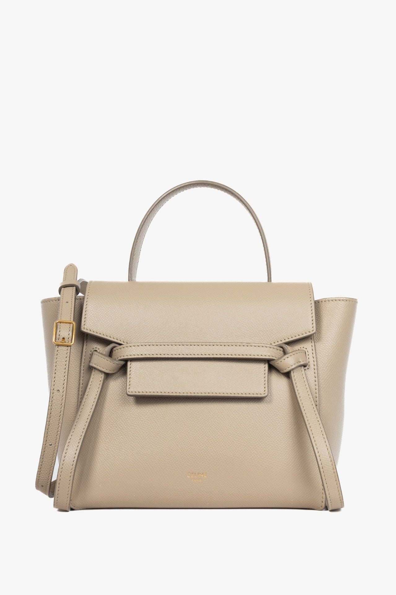 Celine Taupe Grained Calfskin Micro Belt Bag