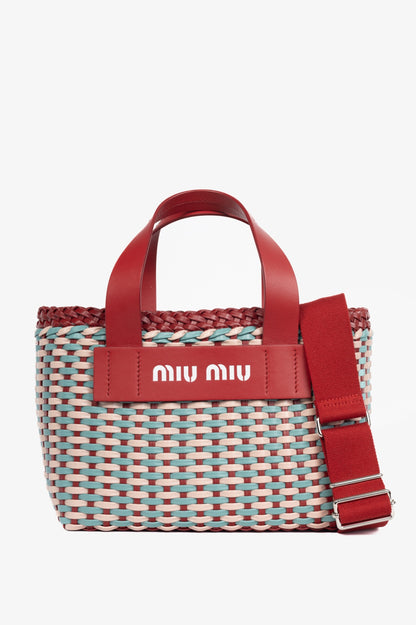 Miu Miu SS18 pink red woven crossbody bag