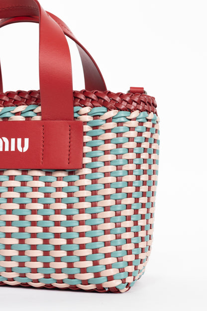 Miu Miu SS18 pink red woven crossbody bag