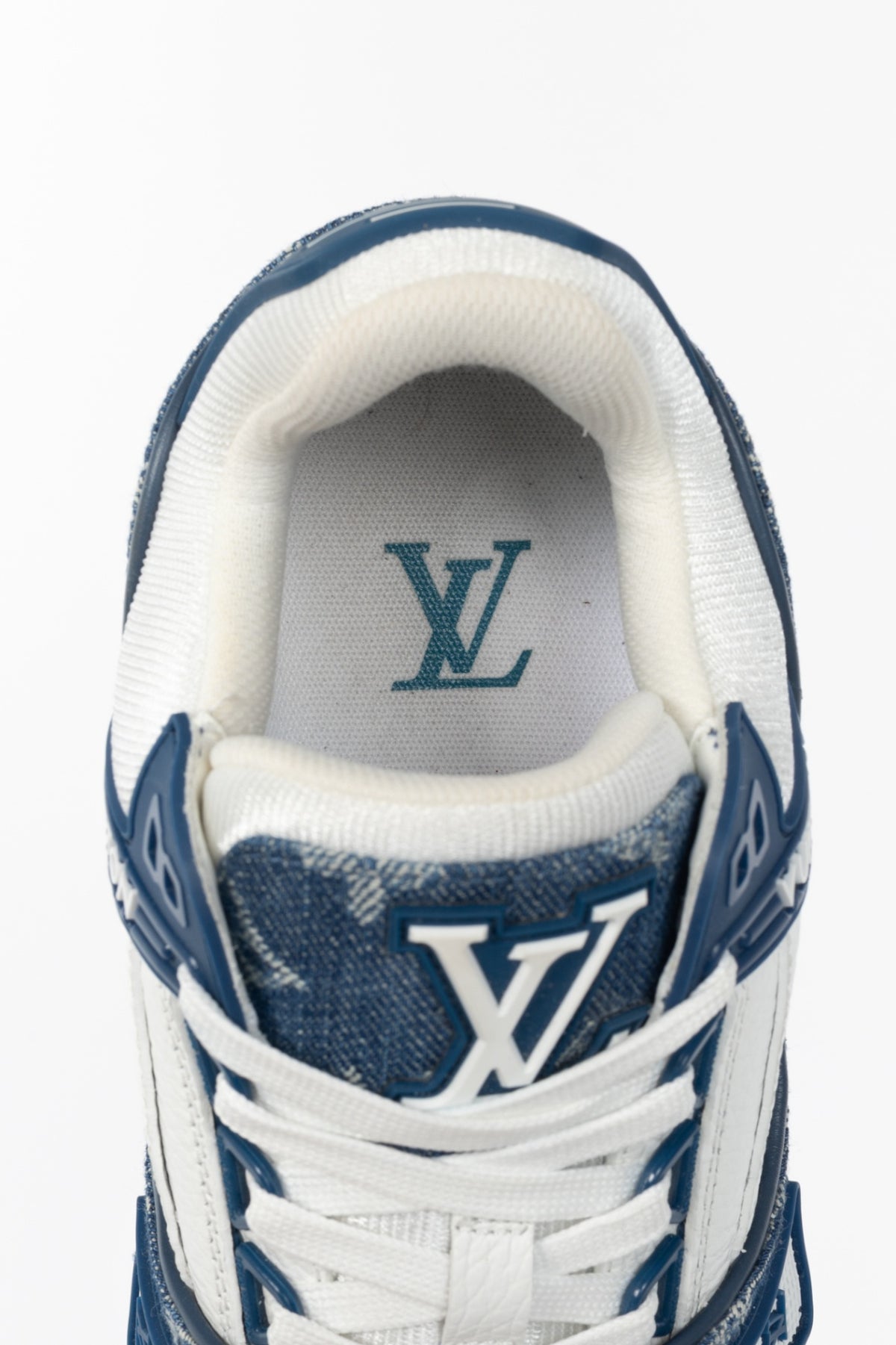Louis Vuitton blue denim monogram sneaker, sz 4.5