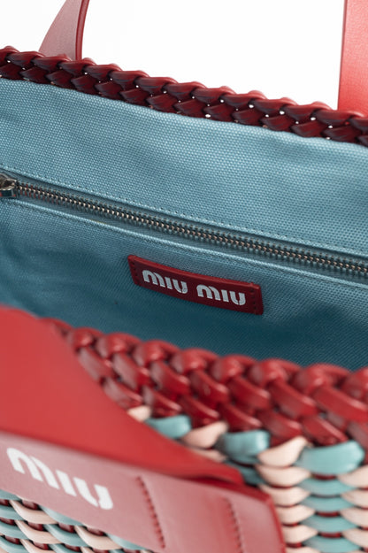 Miu Miu SS18 pink red woven crossbody bag