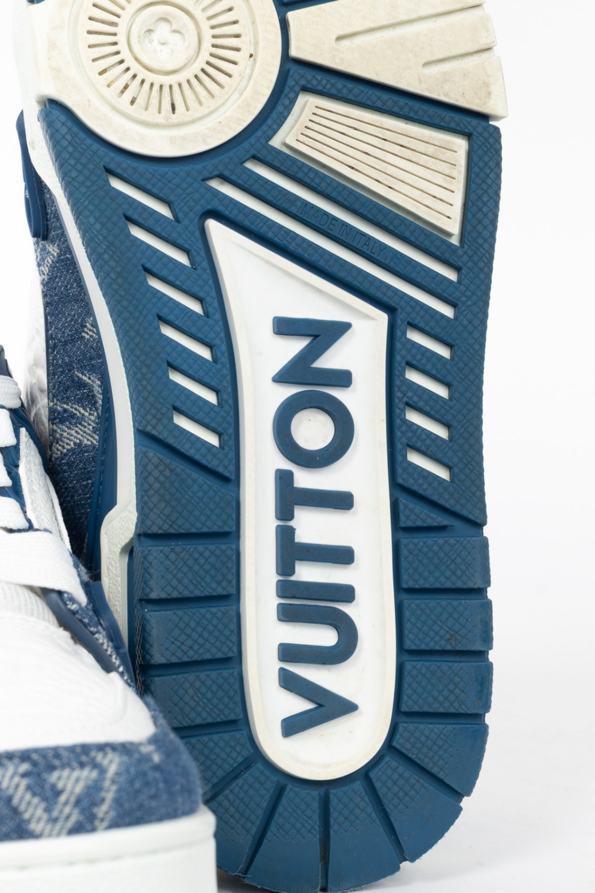 Louis Vuitton blue denim monogram sneaker, sz 4.5