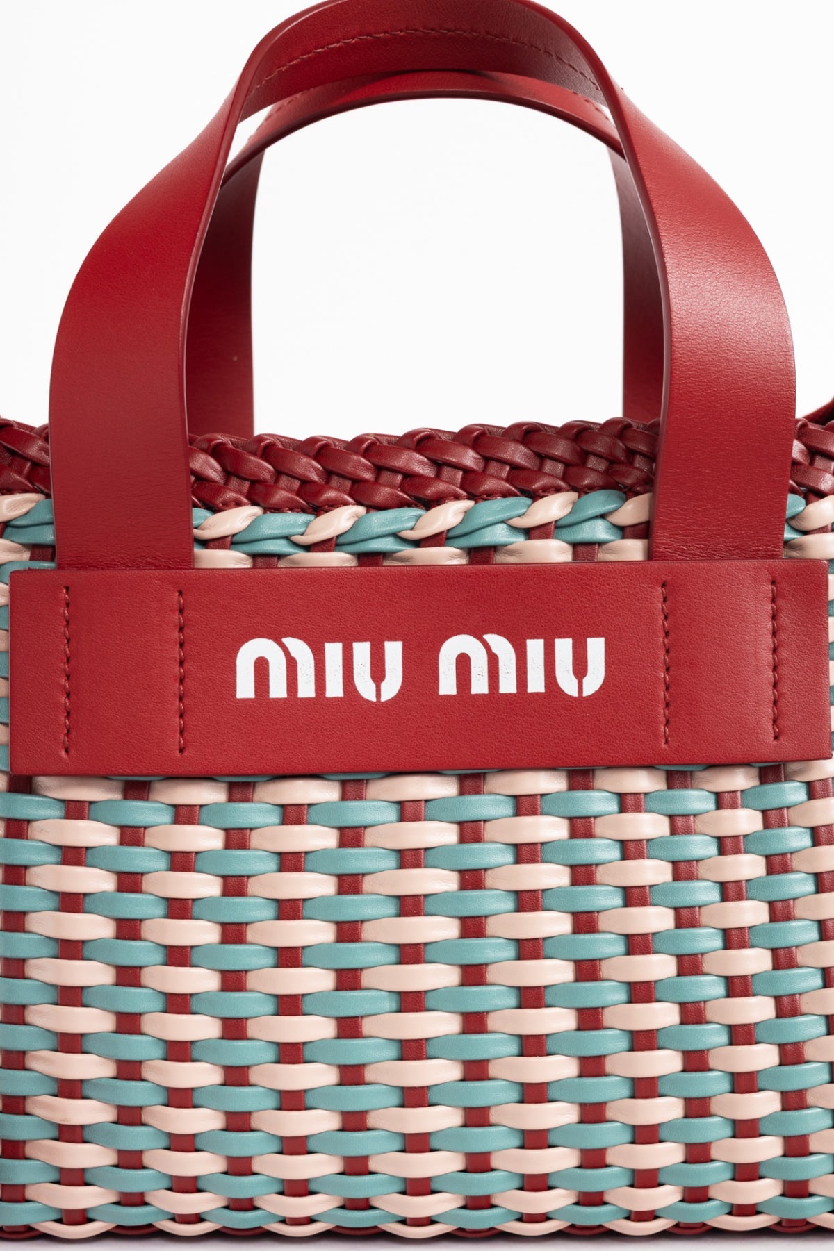 Miu Miu SS18 pink red woven crossbody bag