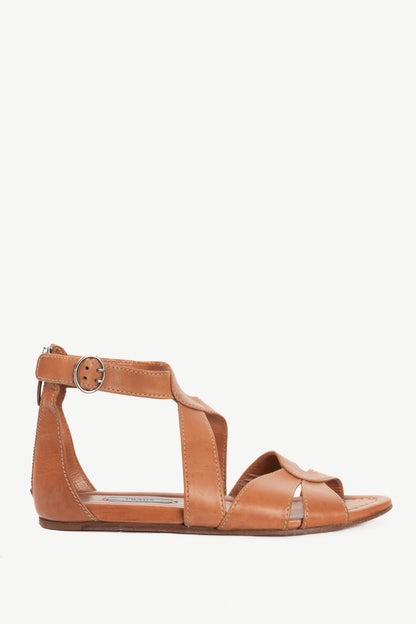 Prada Naturale Leather Cutout Flat Sandals