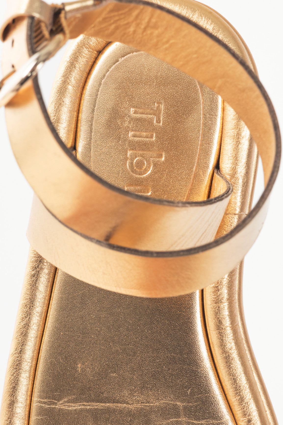 Tibi Dwayne Gold Leather Flat Sandals