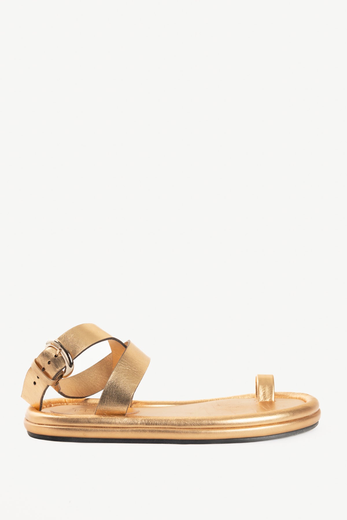 Tibi Dwayne Gold Leather Flat Sandals