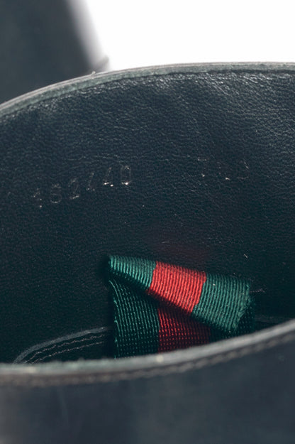 Gucci Nero Leather & Suede Knee-High Riding Boots