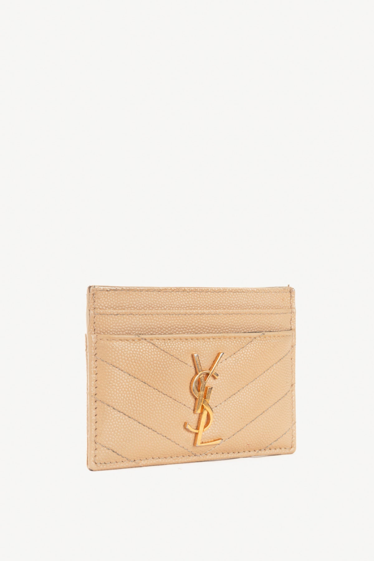 Saint Laurent Crema Soft Grain de Poudre Tech YSL-Monogram Card Case