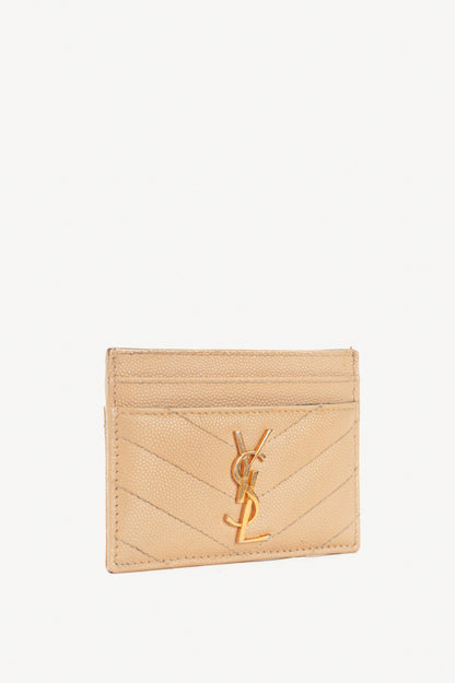Saint Laurent Crema Soft Grain de Poudre Tech YSL-Monogram Card Case