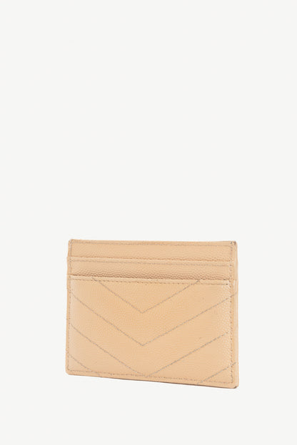 Saint Laurent Crema Soft Grain de Poudre Tech YSL-Monogram Card Case