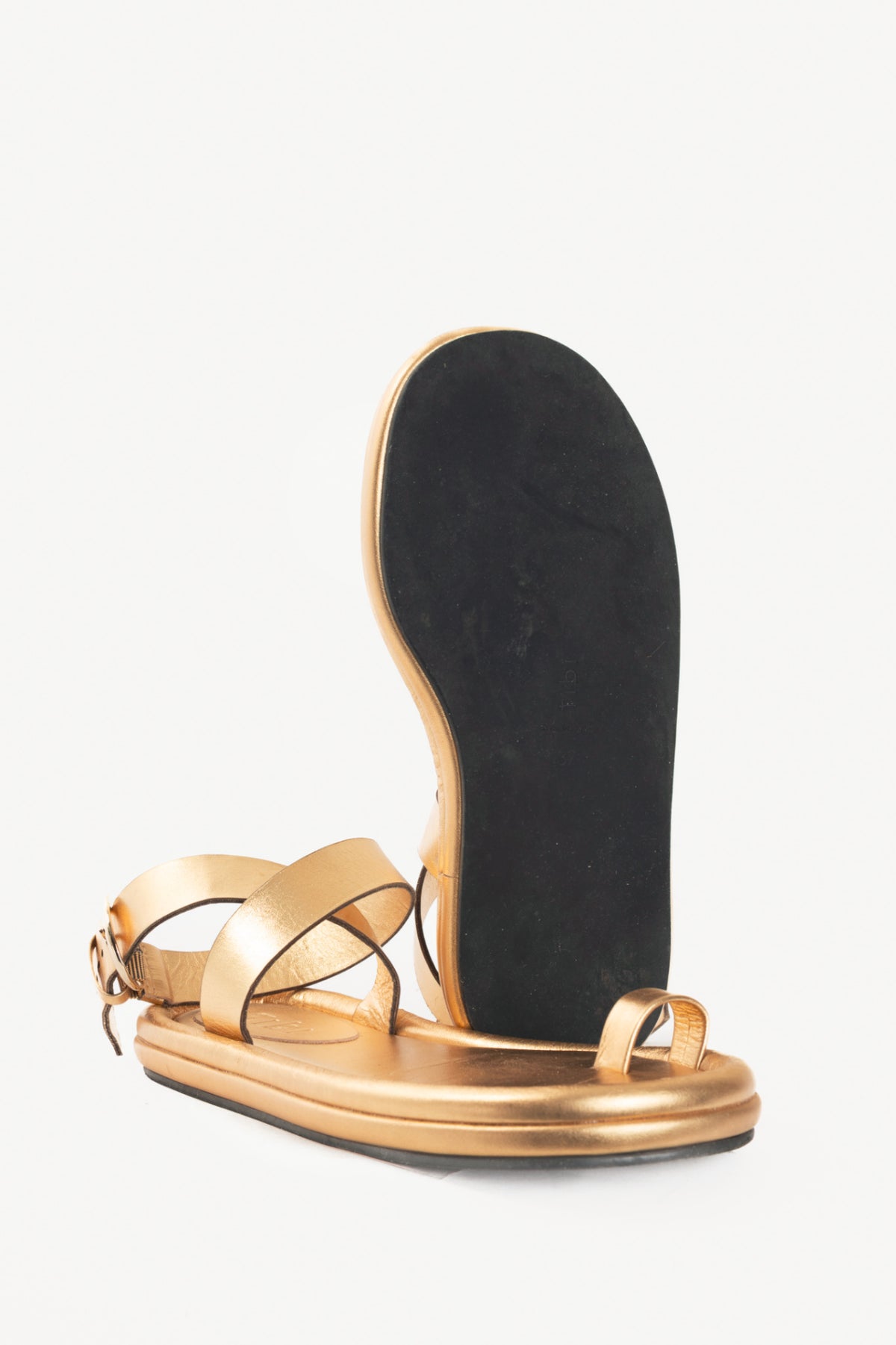 Tibi Dwayne Gold Leather Flat Sandals
