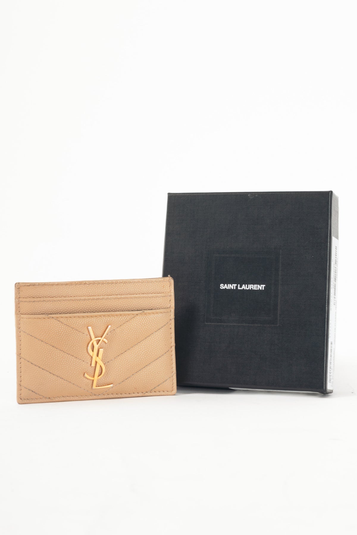 Saint Laurent Crema Soft Grain de Poudre Tech YSL-Monogram Card Case