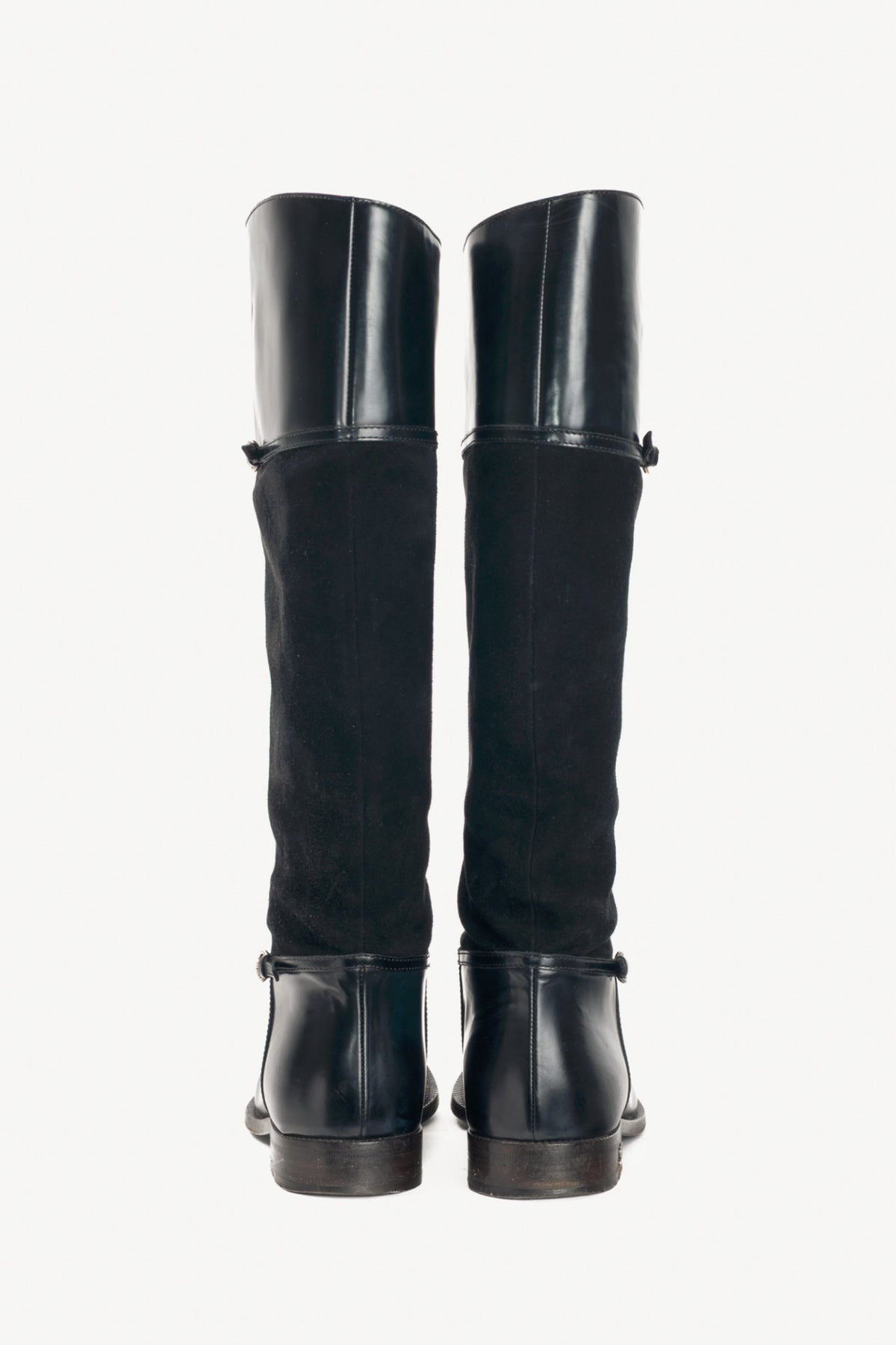 Gucci Nero Leather & Suede Knee-High Riding Boots