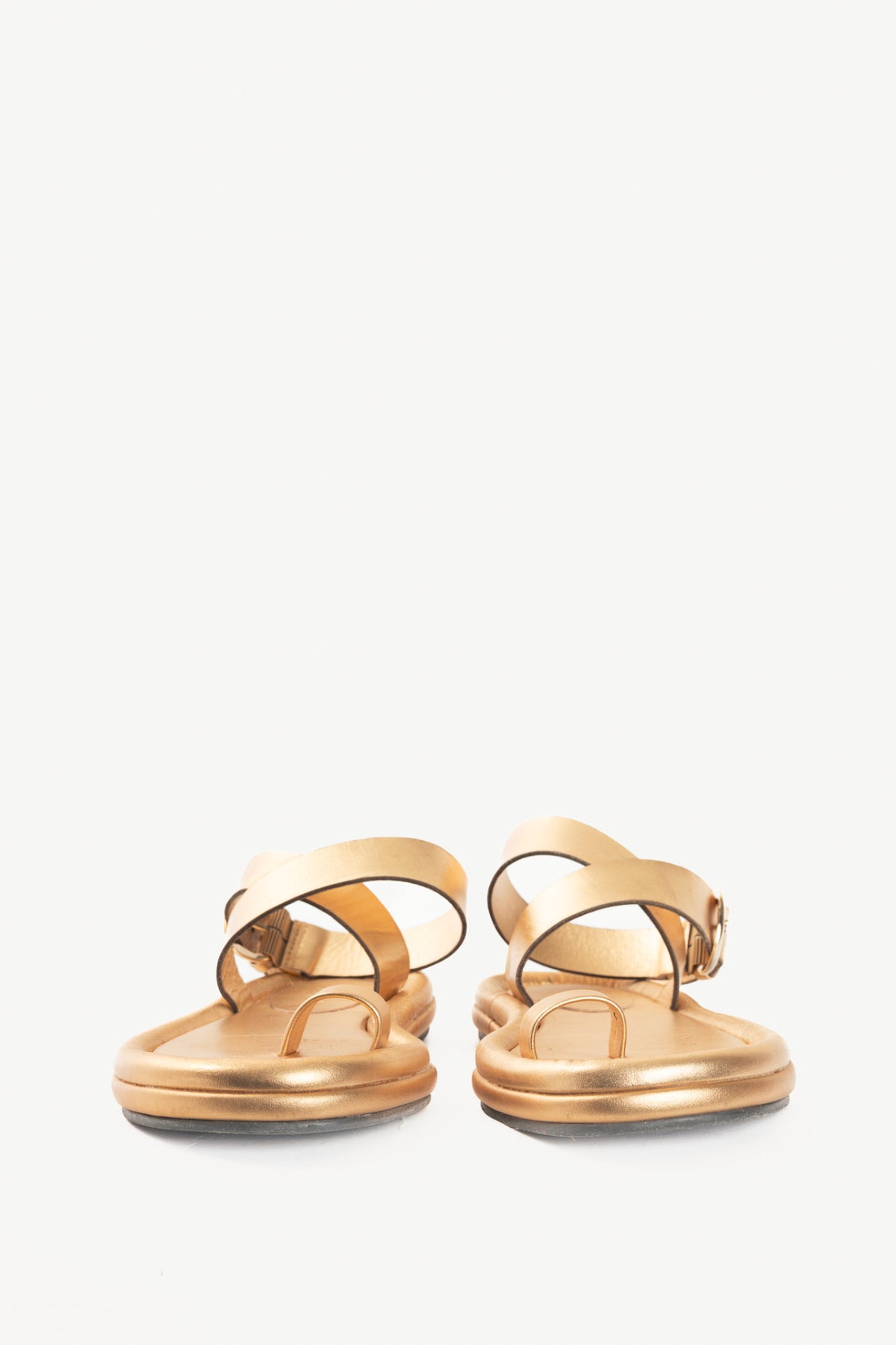 Tibi Dwayne Gold Leather Flat Sandals