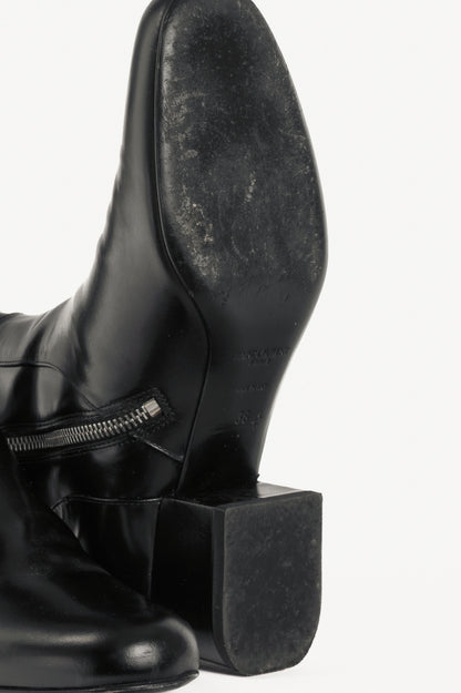 Saint Laurent AW14 Runway Babies 40 Black Leather Studded Knee-High Boots