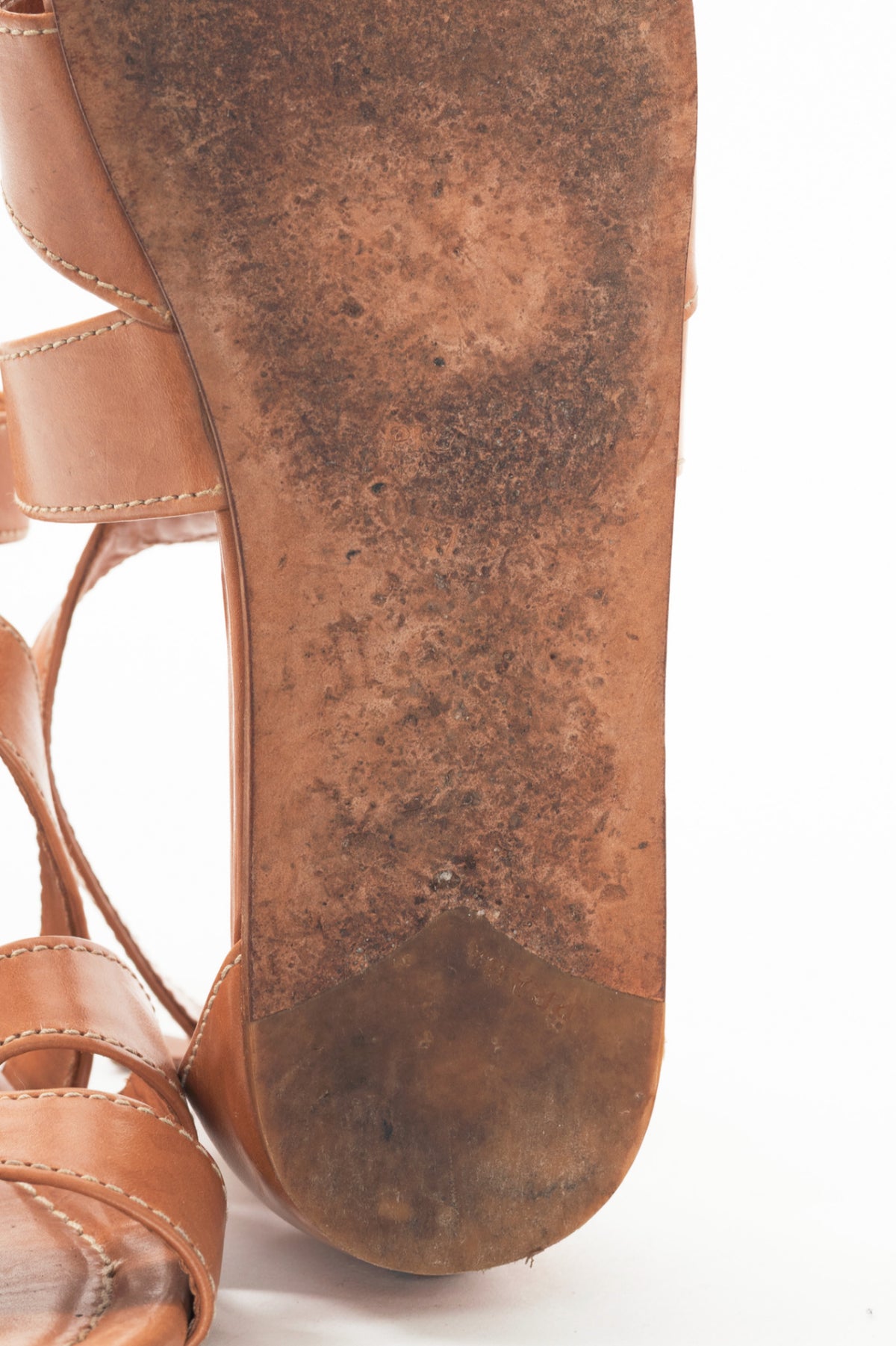 Prada Naturale Leather Cutout Flat Sandals