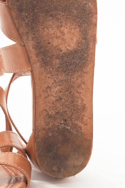 Prada Naturale Leather Cutout Flat Sandals