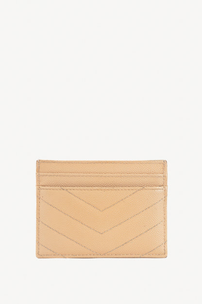 Saint Laurent Crema Soft Grain de Poudre Tech YSL-Monogram Card Case