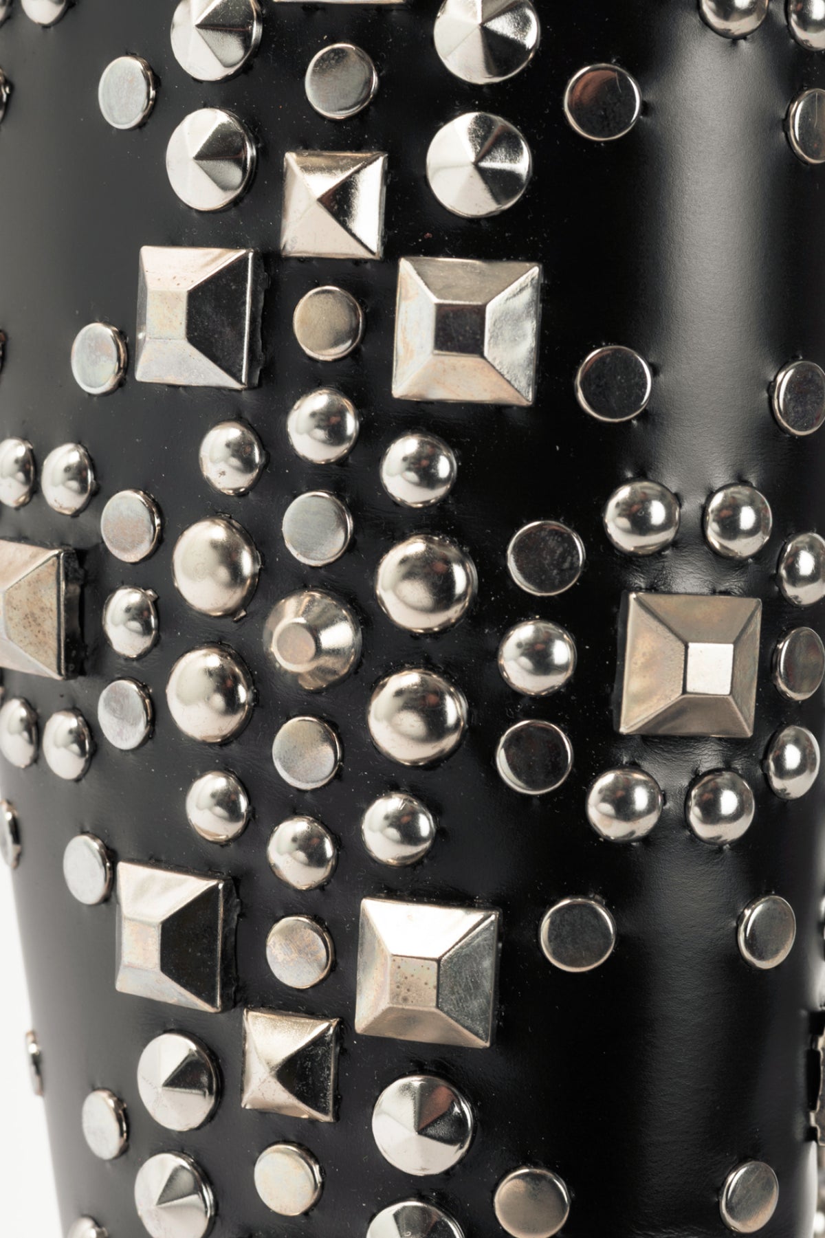 Saint Laurent AW14 Runway Babies 40 Black Leather Studded Knee-High Boots