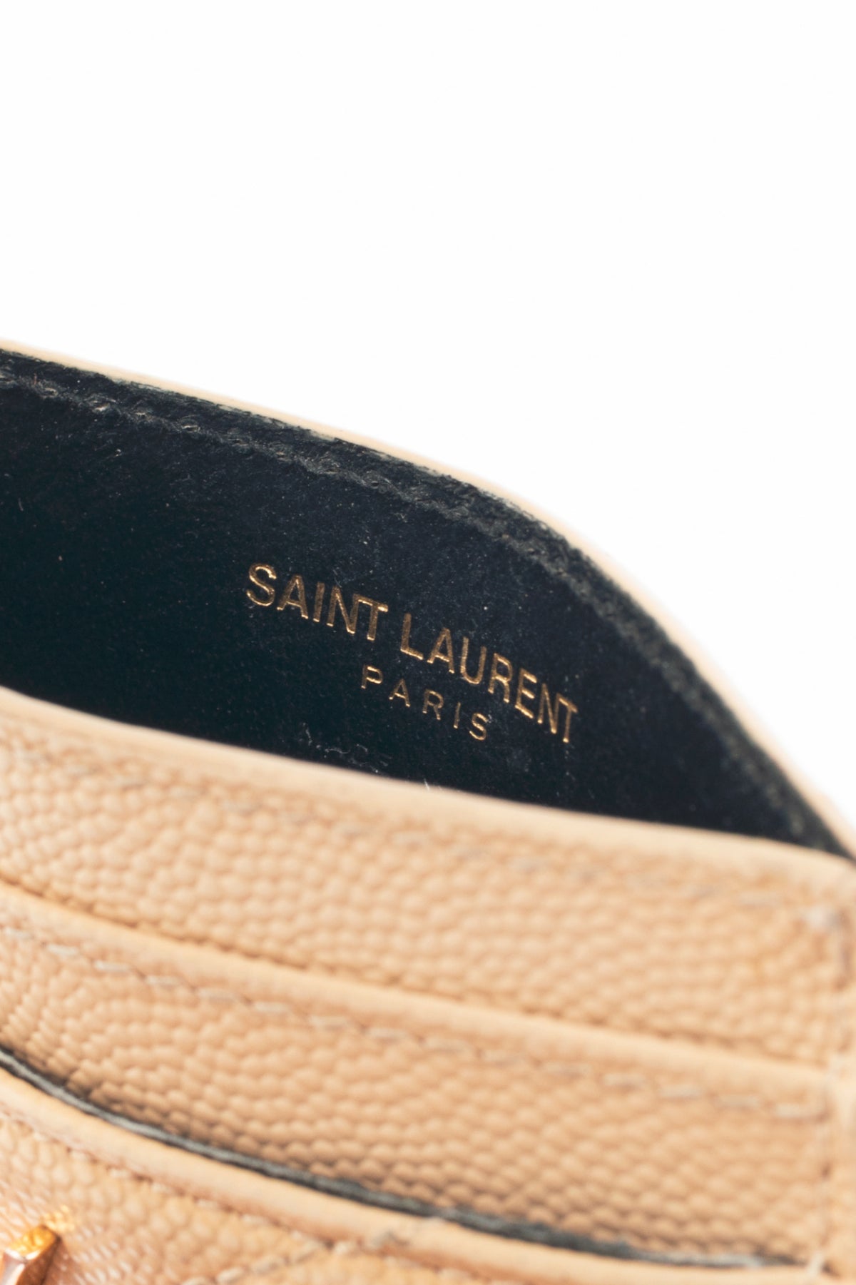 Saint Laurent Crema Soft Grain de Poudre Tech YSL-Monogram Card Case