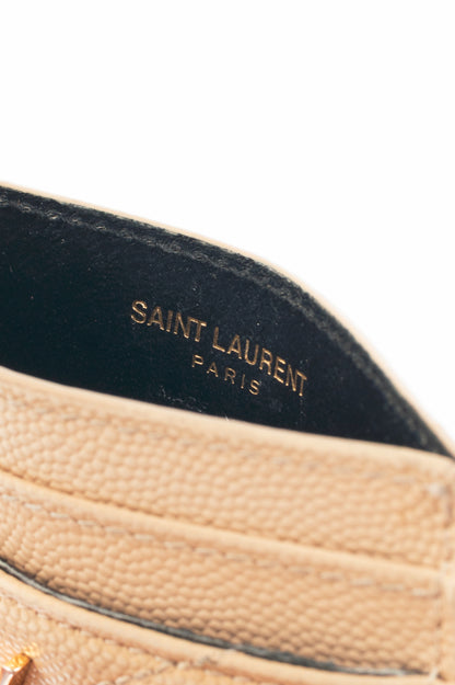 Saint Laurent Crema Soft Grain de Poudre Tech YSL-Monogram Card Case